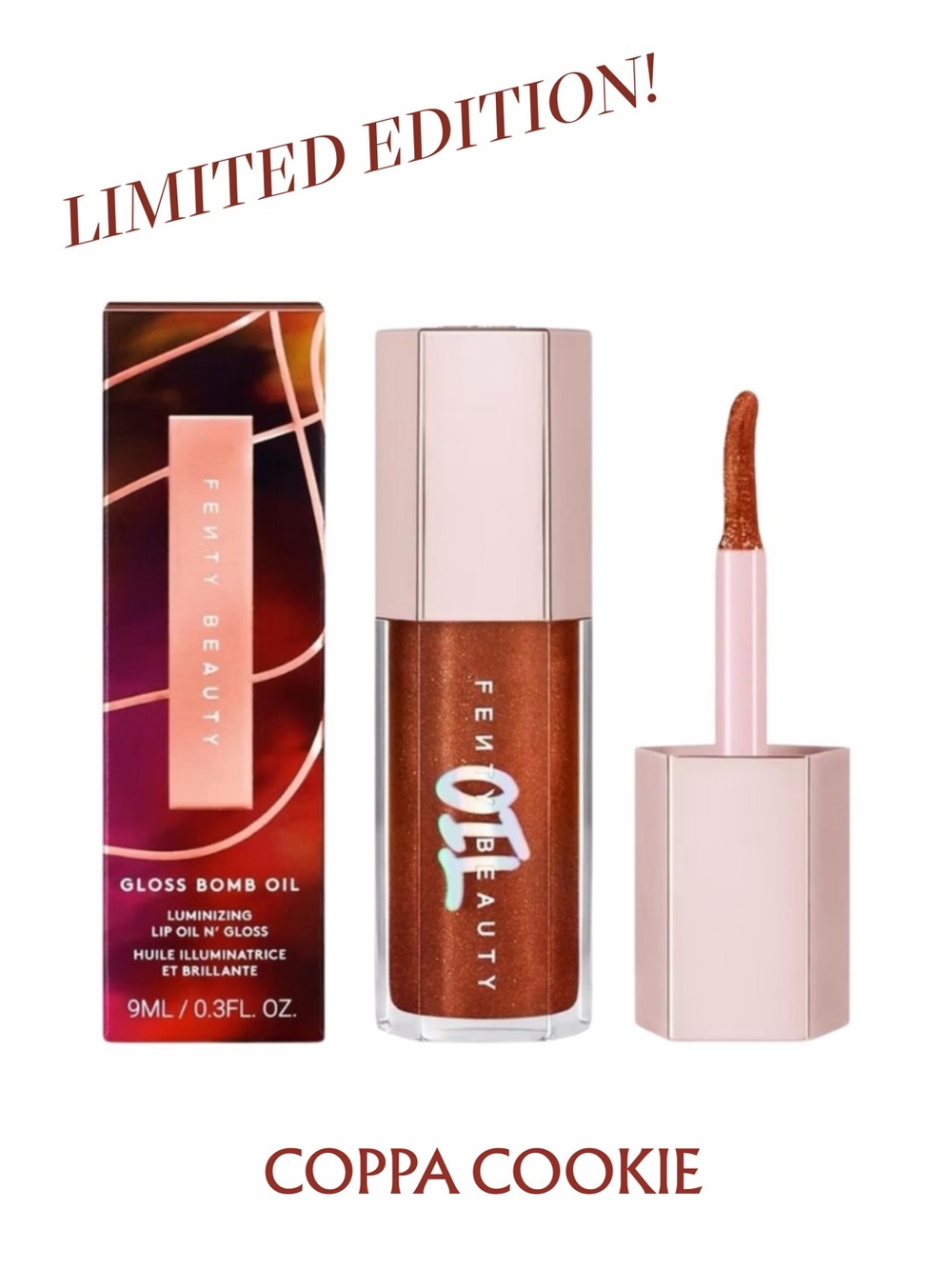 FENTY BEAUTY Gloss Bomb Oil Lip Gloss in Coppa Cookie - .30 oz NIB